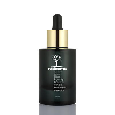 30 ml Czarne matowe szkło Okrągły nowoczesny nowatorski design Opakowania kosmetyczne Serum Essential Oil Butelka z zakraplaczem 1 uncja