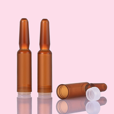 Bursztynowe plastikowe fiolki z serum, ampułka do esencji kosmetycznej o pojemności 1 ml
