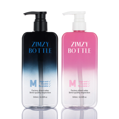500 ml pusta przezroczysta butelka na balsam kosmetyczny z pompą bezpowietrzną Gradient Pink Black