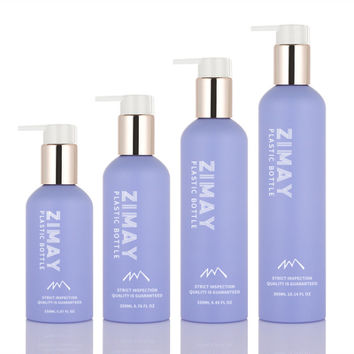 Przyjazny dla środowiska PET 150 ml 200 ml 250 ml 8 uncji w nowym stylu matowy fioletowy balsam do mycia ciała żel pod prysznic złota butelka z pompką