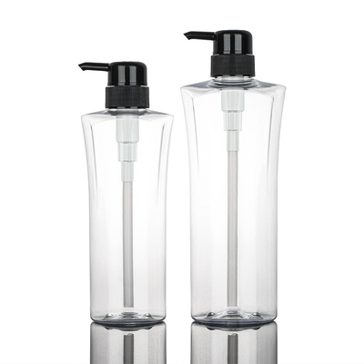 Przezroczysta cylindryczna okrągła kosmetyczna butelka na balsam 400 ml 600 ml czarna pompa