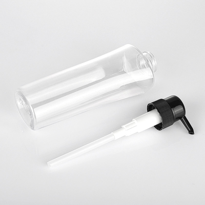 Przezroczysta cylindryczna okrągła kosmetyczna butelka na balsam 400 ml 600 ml czarna pompa