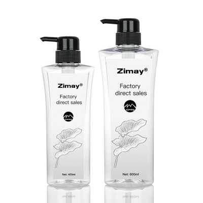 Przezroczysta cylindryczna okrągła kosmetyczna butelka na balsam 400 ml 600 ml czarna pompa