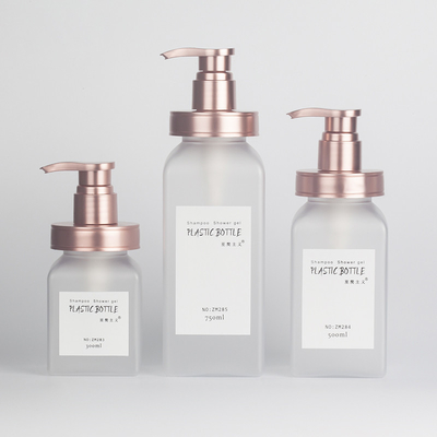 Prostokąt Clear Matte PETG Cosmetic Plastic Jar Body Pump Shampoo Lotion Butelka