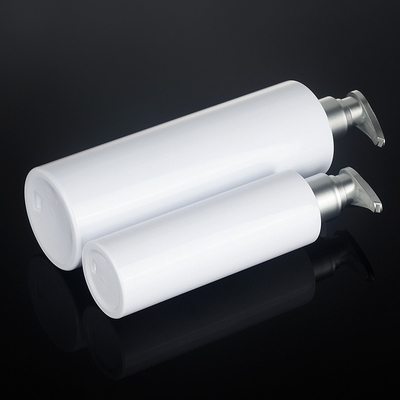 PET Biały okrągły żel pod prysznic 200 ml 500 ml Silver Top Serum Odżywka Plastikowa pompka do szamponu Butelka do pakowania produktów do pielęgnacji skóry
