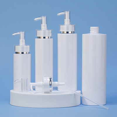 Luksusowy 250ml 500ml Biały okrągły pusty odżywka Żel pod prysznic Opakowania z tworzywa sztucznego Złota butelka szamponu Hdpe