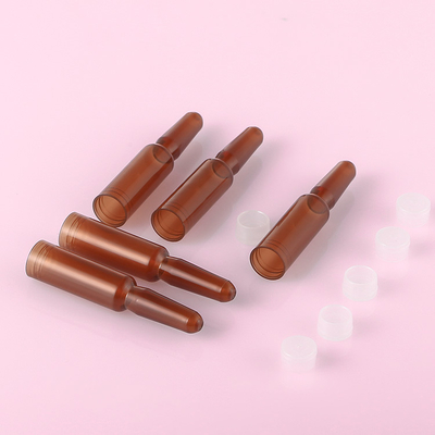 Bursztynowe plastikowe fiolki z serum, ampułka do esencji kosmetycznej o pojemności 1 ml