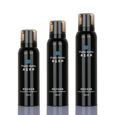 Cylinder PET 180ml 200ml Opakowanie Dozownik do mydła w czarnej piance Butelka z pompką bezpowietrzną